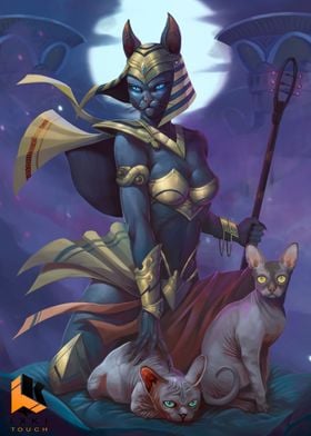 Bastet Human Version' Poster, picture, metal print, paint by Nayara  Guimarães