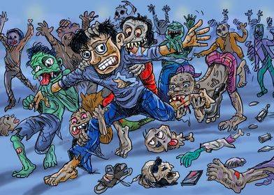 Zombie attack comic style