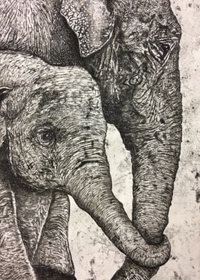 Elephant monoprint        