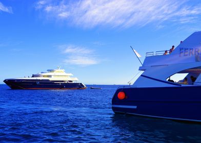 blue Yacht in sea