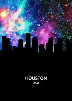 Vintage Houston Baseball Space City Skyline Retro Cityscape Poster