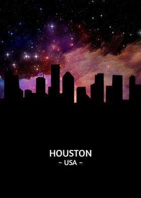 Vintage Houston Baseball Space City Skyline Retro Cityscape Poster