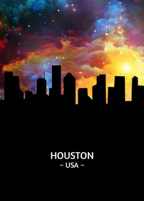 Vintage Houston Baseball Space City Skyline Retro Cityscape Poster