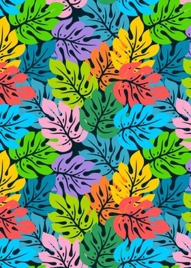 colorful monstera pattern