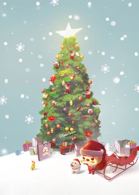 Santa with Christmas Tree
