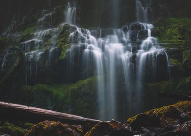 Peaceful waterfall flowing