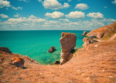 Steep Rocky Sea Coast With