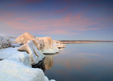 Baltic Sea Shore In Snowy 
