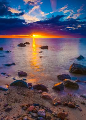 Rocky Sea Shore At Sunrise