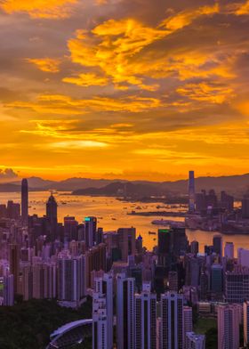 Hong Kong View With Sunset' Poster by Stunning Wallpapers | Displate