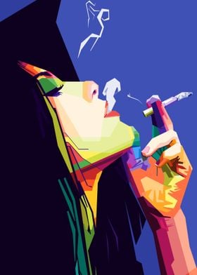 Women with smoke popart 