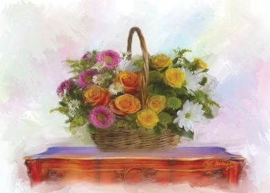 Basket with flowers