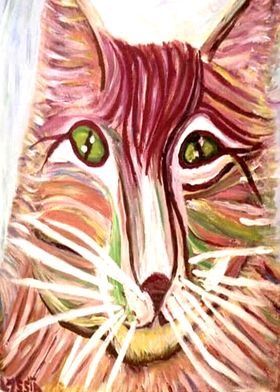 pink and green cat