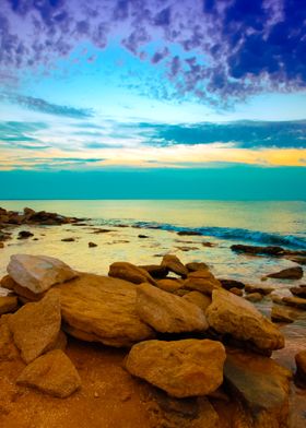 Sunset Over Rocky Coast