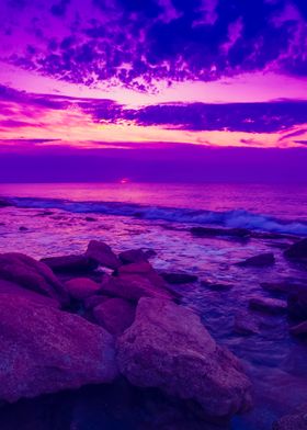 Wild Rocky Beach At Dawn