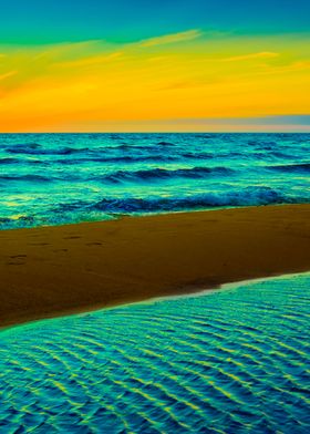 Beautiful Sunset Over Sea