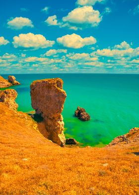 Steep Rocky Sea Coast With