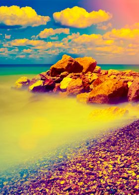 Rocky Beach At Sunset