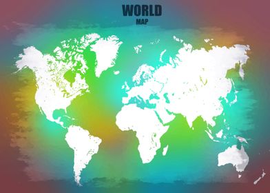 World Map Rainbow Oceans