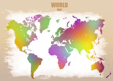World Map Rainbow Splash