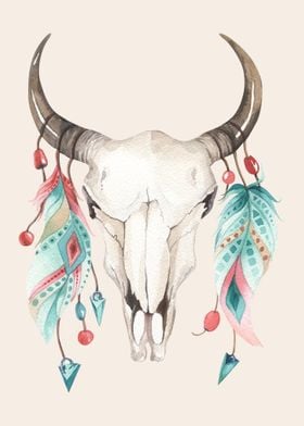 BOHO ETHNIC ANIMAL SKULL 