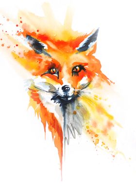Watercolour Fox Painting