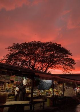 Sunset at Local Market