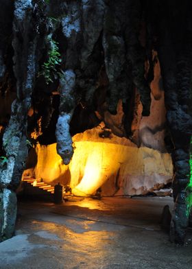 A Lighted Cave Entrace