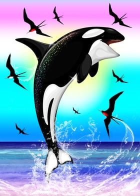 Orca Rainbow Surreal Art