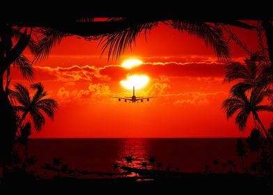 Flying Aircraft Sunset