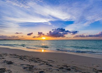 Bright island sunset