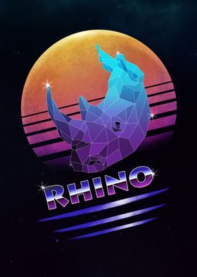 Retro Synthwave Rhino