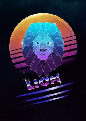 Retro Synthwave Lion