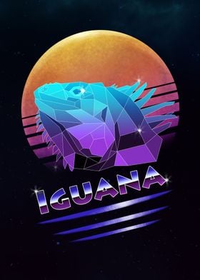 Retro Synthwave Iguana