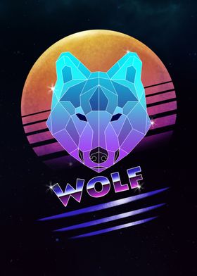 Retro Synthwave Wolf