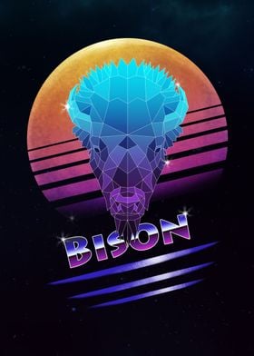 Retro Synthwave Bison