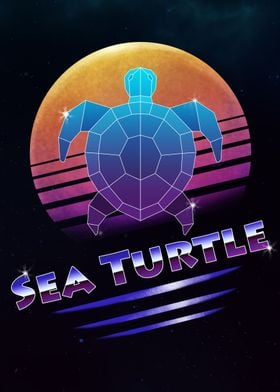 Retro Synthwave Sea Turtle