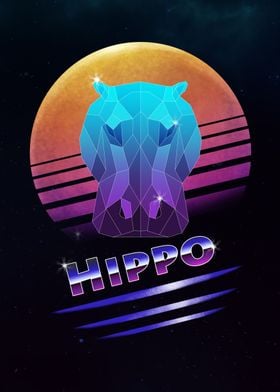 Retro Synthwave Hippo