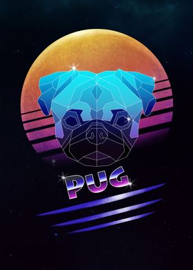 Retro Synthwave Dog Pug