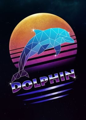 Retro Synthwave Dolphin