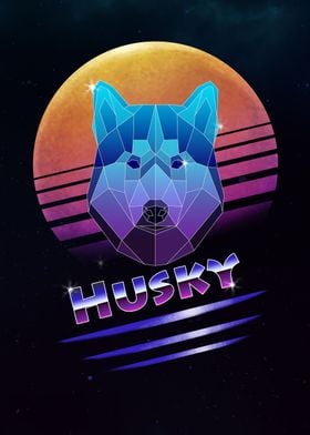 Retro Synthwave Husky