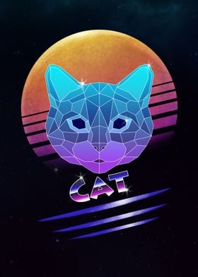 Retro Synthwave Cat