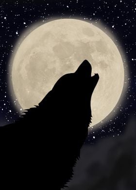 wolf in the moon light