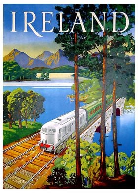 Ireland train on a bridge