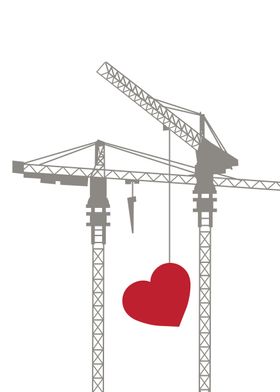 crane and heart
