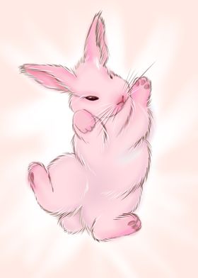  Cute pink rabbit 