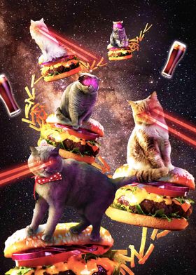 Galaxy Laser Cat On Burger