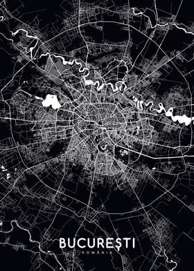 Bucharest map black