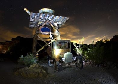 Ghost town at night