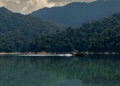 Boat on lake in Malaysia